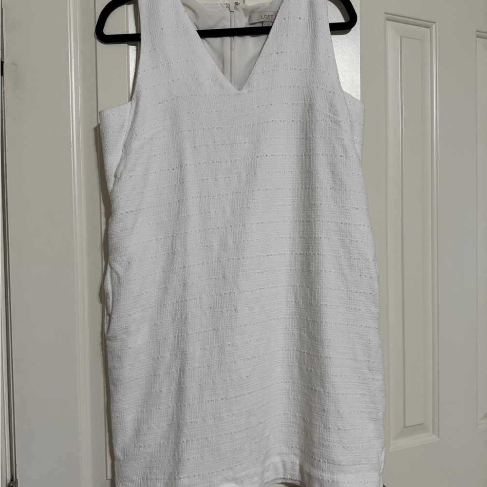 LOFT Ivory Textured Sleeveless Dress
